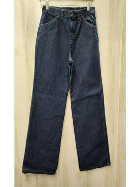 Vintage Maverick Jeans 26x34 High Rise Flare Wide Leg USA Made Blue Stitch NWOT